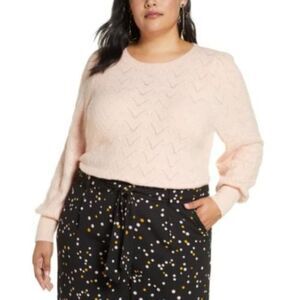 NWT Halogen Pointelle Puff-Sleeve Sweater | 1X
